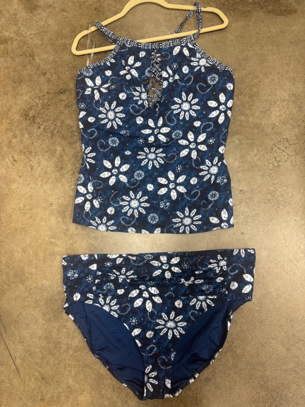 Bleu Rod Beattie Navy & White Floral Tankini Set